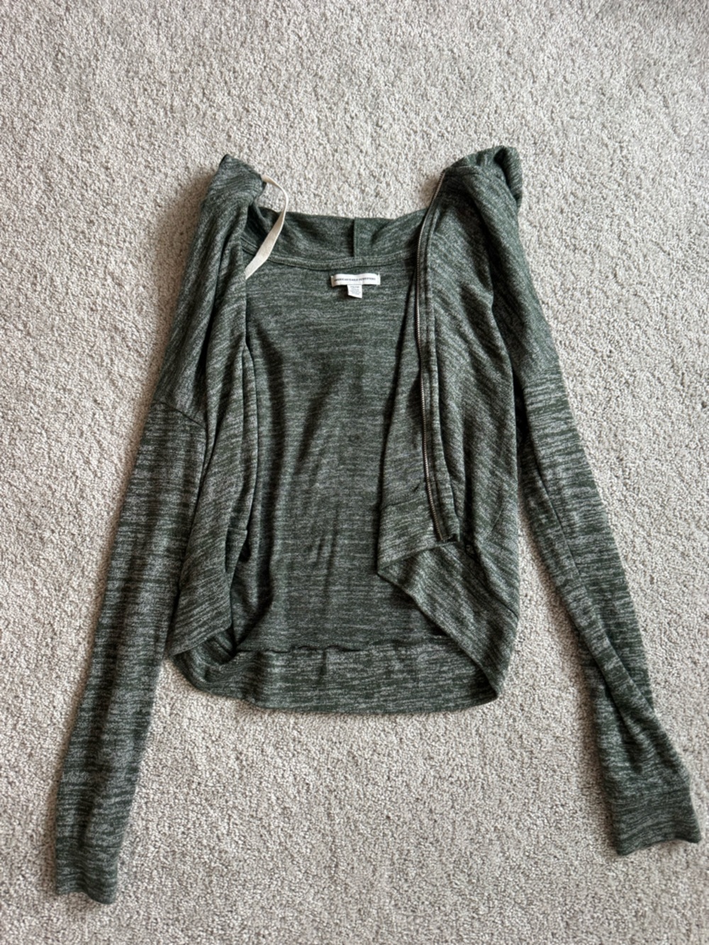 American Eagle Outfitters Olive Green Draped Open-Front Cardigan